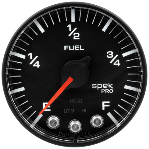 Autometer Spek-Pro Gauge Fuel Level 2 1/16in 0-270 Programmable Blk/Blk - P312328