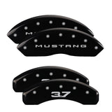 MGP 4 Caliper Covers Engraved Front 2015/Mustang Engraved Rear 2015/37 Black finish silver ch - 10202SM32BK