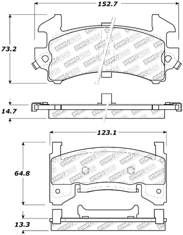 StopTech Sport Brake Pads w/Shims and Hardware - Front - 309.01540