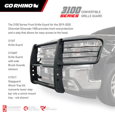 Go Rhino 19-20 Chevrolet Silverado 1500 3000 Extreme Series StepGuard - Textured Black - 3176MT