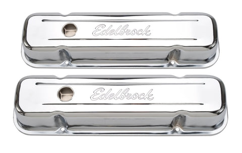 Edelbrock Valve Cover Signature Series Pontiac 1962-1979 301-455 CI V8 Tall Chrome - 4457