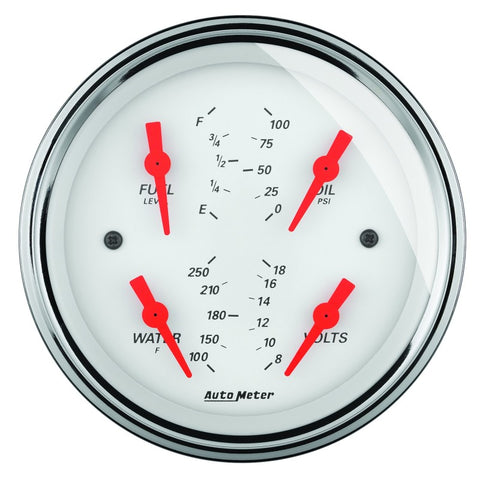 Autometer Arctic White 5in Quad GA, Fuel Level, 0-90 OHM - 1319