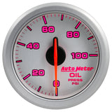 Autometer Airdrive 2-1/6in Oil Pressure Gauge 0-100 PSI - Silver - 9152-UL