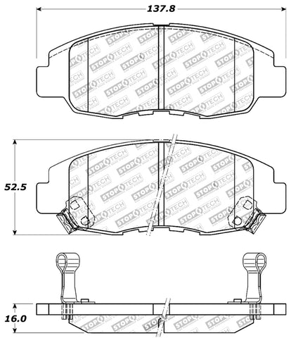 StopTech Performance 98-02 Honda Accord Coupe/Sedan 4cyl Rear Drum/Disc Front Brake Pads - 309.07640