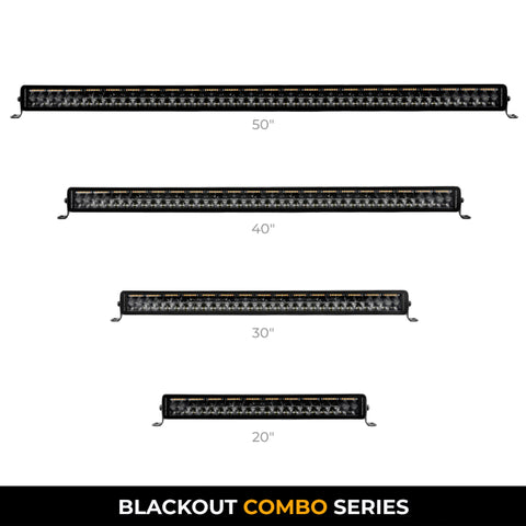 Go Rhino Xplor Blackout Combo Series Dbl Row LED Light Bar w/Amber (Side/Track Mount) 21.5in. - Blk - 752002112CDS