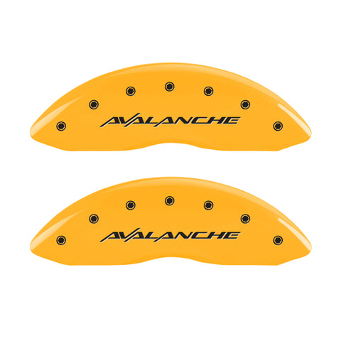 MGP 4 Caliper Covers Engraved F & R Avalanche Yellow Finish Black Char 2000 Chevrolet Silverado 2500 - 14048SAVLYL