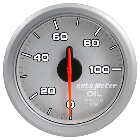 Autometer Airdrive 2-1/6in Oil Pressure Gauge 0-100 PSI - Silver - 9152-UL