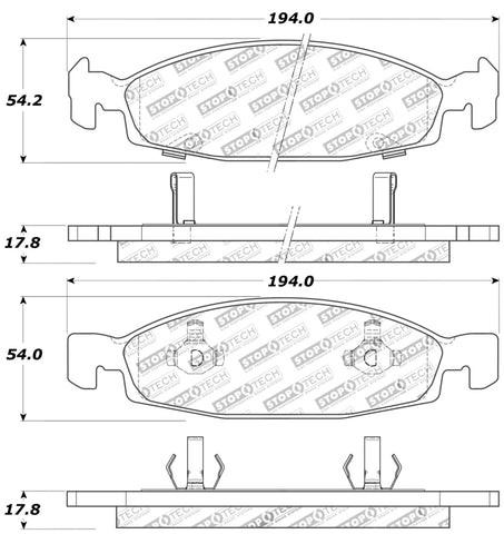 StopTech Sport Brake Pads w/Shims and Hardware - Front - 309.07900