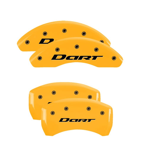 MGP 4 Caliper Covers Engraved Front & Rear With out stripes/Dart Yellow finish black ch - 12199SDR1YL