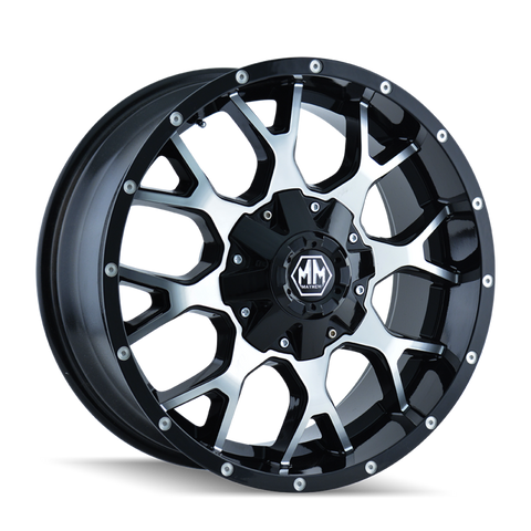 Mayhem 8015 Warrior 18x9 / 5x114.3 BP / -12mm Offset / 87mm Hub Black/Machined Face Wheel - 8015-8956B