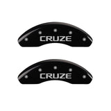 MGP Front set 2 Caliper Covers Engraved Front Cruze Black finish silver ch - 14012FCRZBK