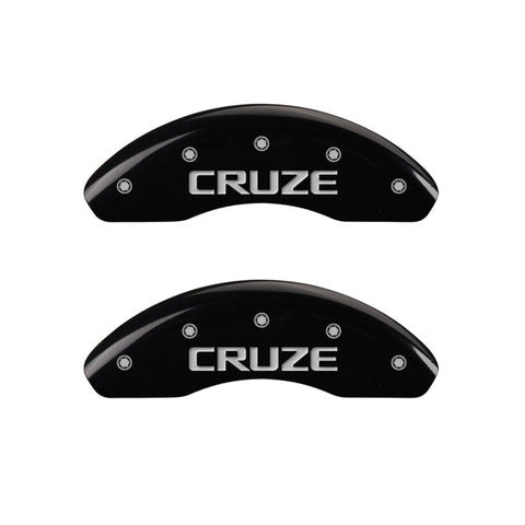 MGP Front set 2 Caliper Covers Engraved Front Cruze Black finish silver ch - 14012FCRZBK