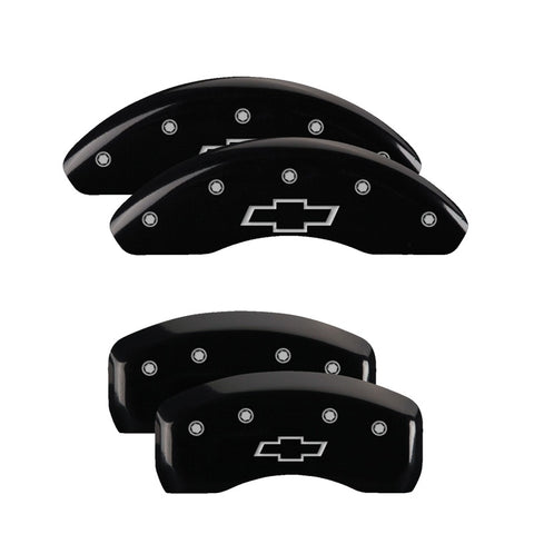 MGP 4 Caliper Covers Engraved Front & Rear Bowtie Black finish silver ch - 14229SBOWBK