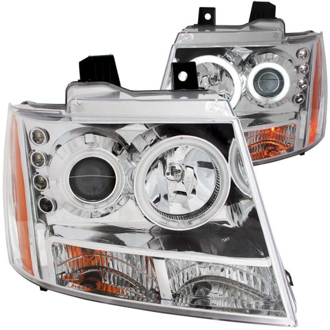 ANZO 2007-2013 Chevrolet Avalanche Projector Headlights w/ Halo Chrome - 111108