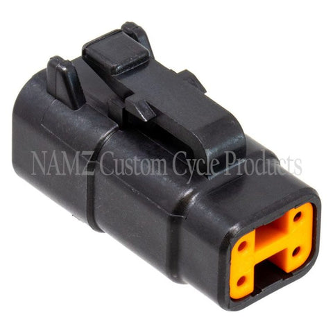 NAMZ Deutsch DTM 4-Position Plug w/4 Stamped Terminals & Wedgelock - Black (HD 74114-98BK) - MDP-4B