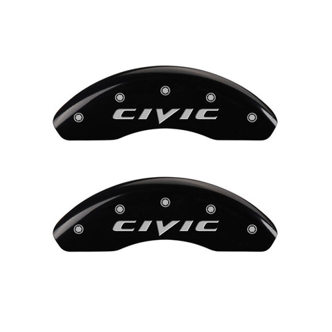 MGP Front set 2 Caliper Covers Engraved Front 2015/Civic Black finish silver ch - 20143FCIVBK