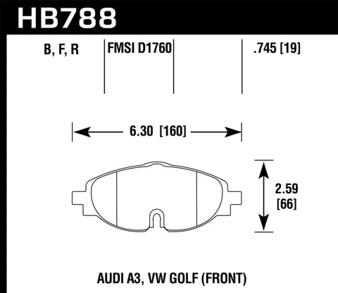 Hawk 15-17 VW Golf / Audi A3/A3 Quattro Front High Performance Brake Pads - HB788B.745