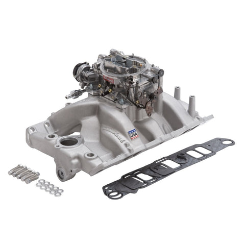 Edelbrock Manifold And Carb Kit Performer RPM Pontiac Natural Finish - 2056