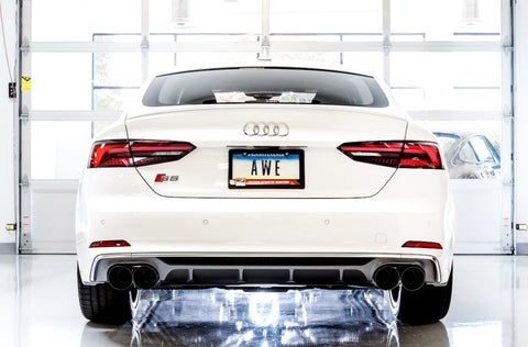 AWE Tuning Audi B9 S4 Touring Edition Exhaust - Non-Resonated (Black 102mm Tips) - 3010-43050