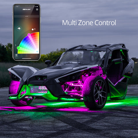 XK Glow LED Underglow Light Kit for Polaris Slingshot XKCHROME Smartphone App Controller (Advanced) - XK-SLING-ADV