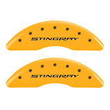 MGP 4 Caliper Covers Engraved Front & Rear Stingray Yellow finish black ch - 13084SSTYYL