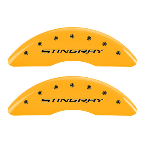 MGP 4 Caliper Covers Engraved Front & Rear Stingray Yellow finish black ch - 13084SSTYYL