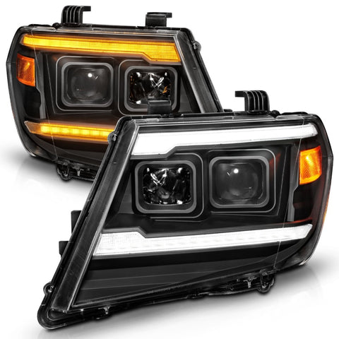 ANZO 09-20 Nissan Frontier Black Projector Plank Style DRL w/ Switchback & Sequential LED DRL - 111597