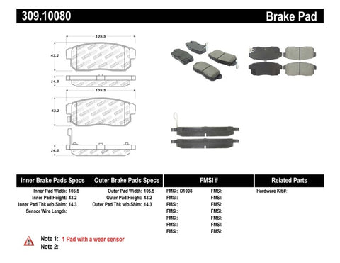 StopTech Performance 04-07 RX-8 Rear Pads - 309.10080