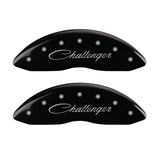 MGP 4 Caliper Covers Engraved Front & Rear Cursive/Challenger Black finish silver ch - 12001SCLSBK