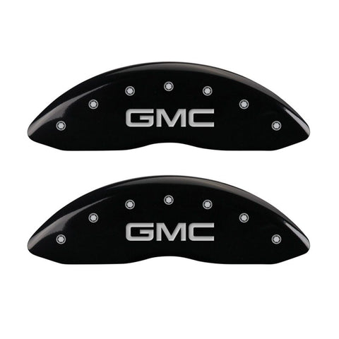 MGP 4 Caliper Covers Engraved Front & Rear GMC Black finish silver ch - 34011SGMCBK