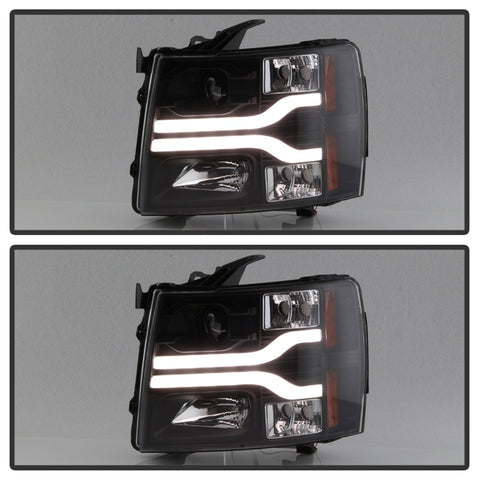 Spyder Chevy Silverado 1500 07-13 Version 3 Projector Headlights - Black PRO-YD-CS07V3-LBDRL-BK - 5083609