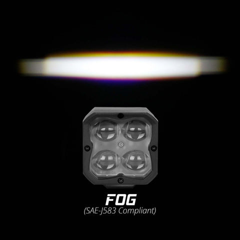 XK Glow XKchrome 20w LED Cube Light w/ RGB Accent Light - Fog Beam - XK065001-FO