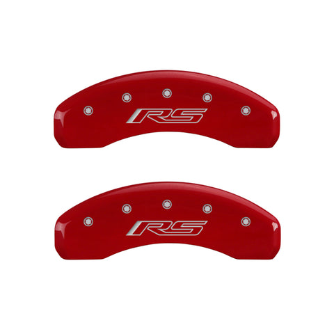 MGP 4 Caliper Covers Engraved Front & Rear Gen 5/RS Red finish silver ch - 14240SRS5RD