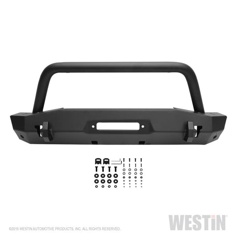 Westin 18-22 Jeep Wrangler JL / 20-22 Gladiator WJ2 Stubby Front Bumper w/Bull Bar - Tex. Blk - 59-80075