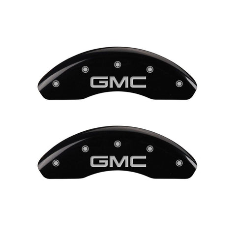 MGP 4 Caliper Covers Engraved Front & Rear GMC Black finish silver ch - 34002SGMCBK