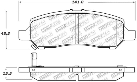 StopTech Performance Rear Brake Pads 13-14 Dodge Dart/Jeep Cherokee - 309.16470