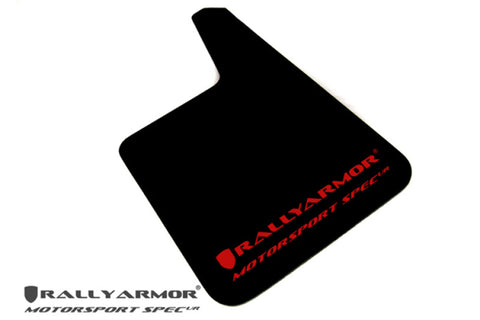 Rally Armor Universal Fit (No Hardware) Motorsport Spec Red UR Mud Flap w/ White Logo - MF20-MSUR-RD/WH