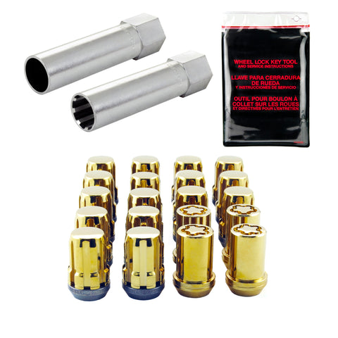 McGard SplineDrive Tuner 5 Lug Install Kit w/Locks & Tool (Cone) M12X1.25 / 13/16 Hex - Gold - 65554GD