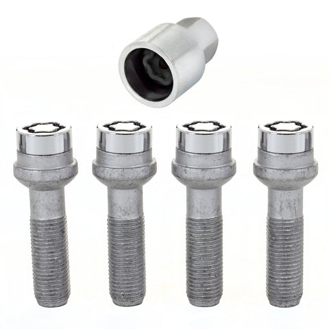 McGard Wheel Lock Bolt Set - 4pk. (Radius Seat) M14X1.5 / 17mm Hex / 45.0mm Shank Length - Chrome - 28017