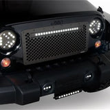 Putco 07-18 Jeep Wrangler Anodized Alum Lighted Boss Grille w/ 20in Luminix Light Bar (Cut to Fit) - 270524BL