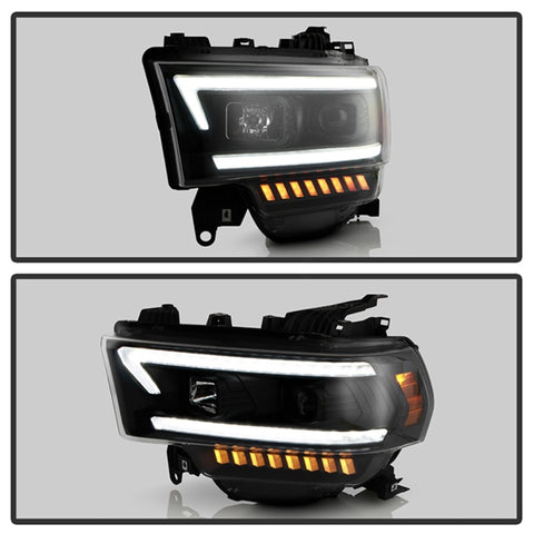 Spyder 19-22 Dodge Ram 2500 (Halogen Only) Projector Headlights - Black PRO-YD-DR19HDHALSI-SEQ-BK - 5088611