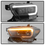 xTune 16-18 Toyota Tacoma SR/SR5 DRL Proj Headlights w/Turn Signal - Blk (PRO-JH-TTA16-SR-BK) - 9042997