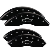 MGP 4 Caliper Covers Engraved Front & Rear Bowtie Black finish silver ch - 14008SBOWBK