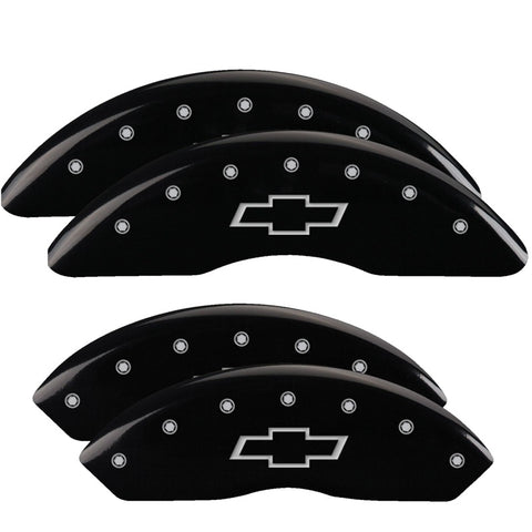 MGP 4 Caliper Covers Engraved Front & Rear Bowtie Black finish silver ch - 14008SBOWBK