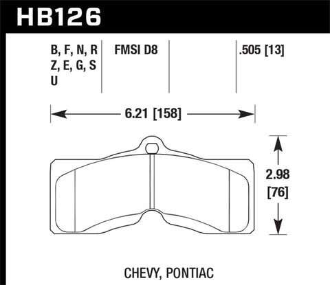 Hawk 78-82 Chevy Corvette H-10 Performance Front Brake Pads - HB126S.505