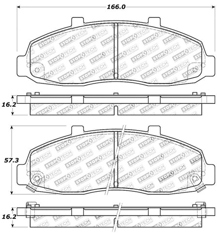 StopTech Sport Brake Pads w/Shims and Hardware - Front - 309.06790