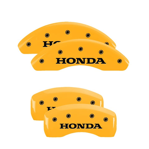 MGP 4 Caliper Covers Engraved Front & Rear Honda Yellow finish black ch - 20197SHONYL