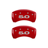 MGP 4 Caliper Covers Engraved Front Mustang Engraved Rear 50 Red finish silver ch - 10198SM50RD