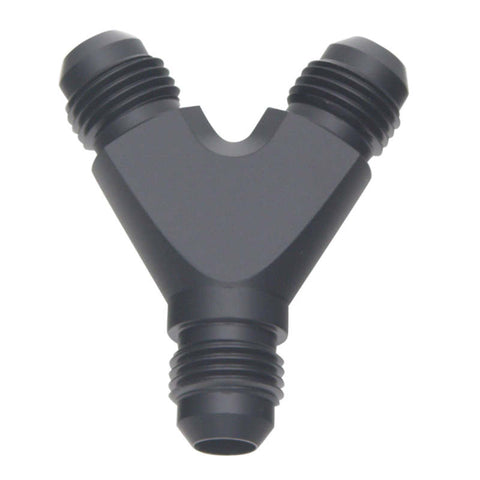 DeatschWerks 6AN Male Flare to 6AN Male Flare to 6AN Male Flare Y Fitting - Anodized Matte Black - 6-02-0701-B