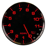 Autometer Spek-Pro Gauge Tachometer 5in 11K Rpm W/Shift Light & Peak Mem Black/Chrome - P23931